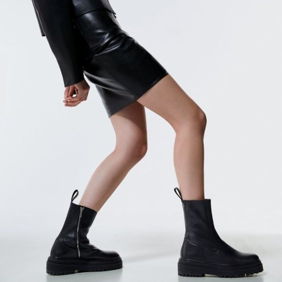 cairo black lycra buckle platform ankle boots